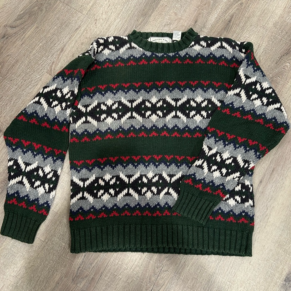 AEO Vintage Multi Fair isle Crewneck Sweater Size M/L